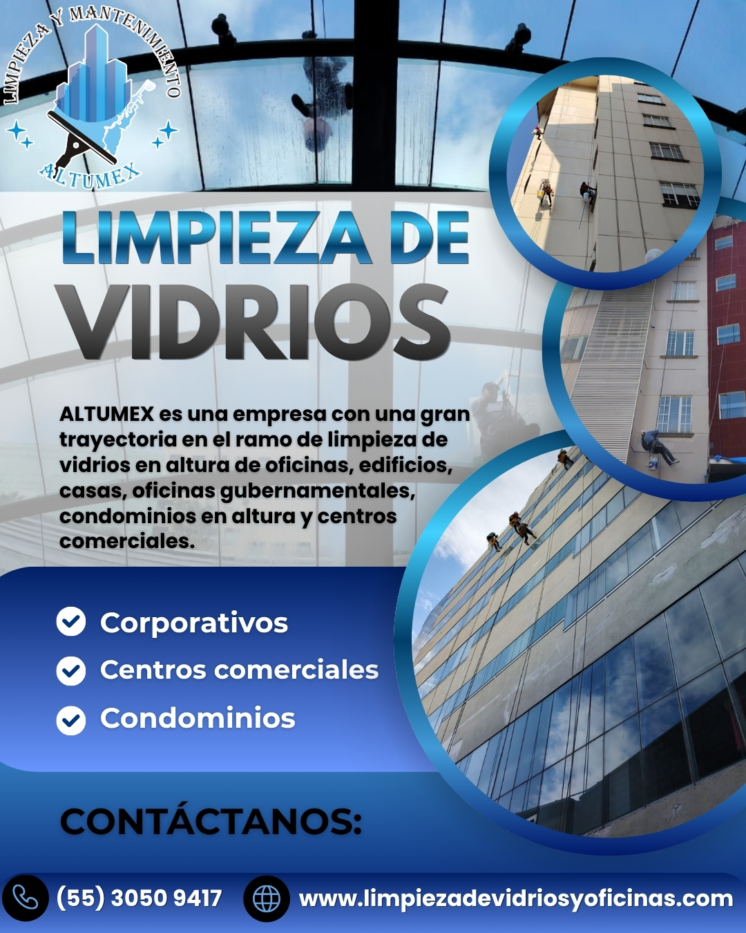 Limpieza de vidrios en altura CDMX